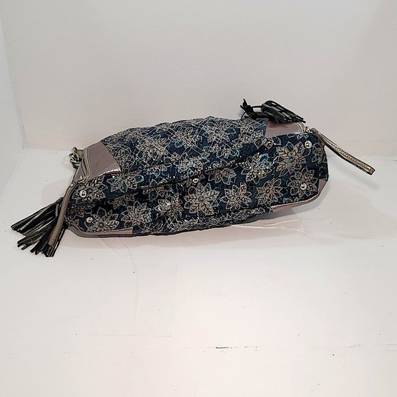 .114 SHOW Sharif Designed In New York Metallic Blue Green Sparkle Handbag - Picture 3 of 14